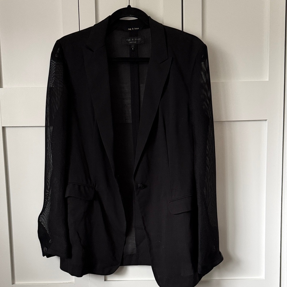 Rag & Bone sheer Black Blazer with Mesh Sleeves